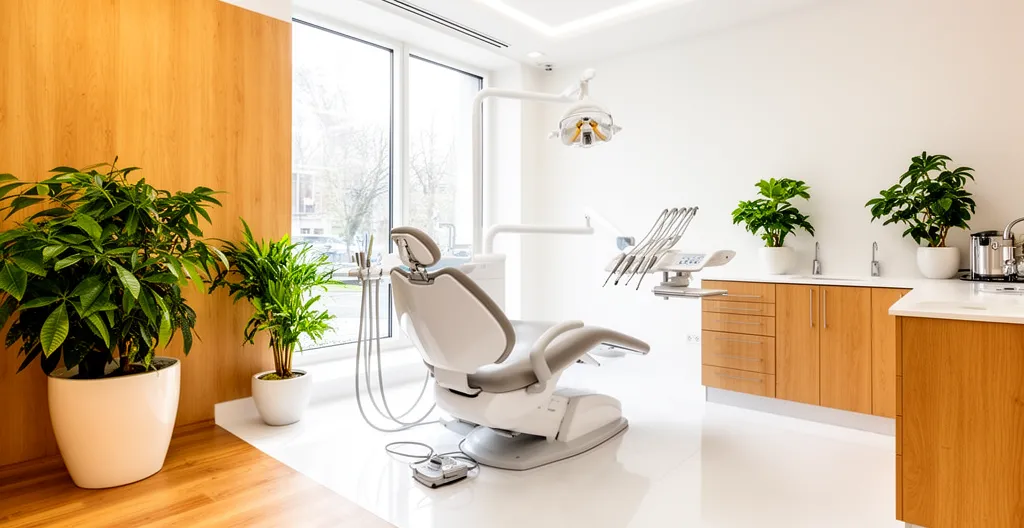 Intérieur de cabinet dentaire moderne avec fauteuil et équipement professionnel pour soins dentaires
